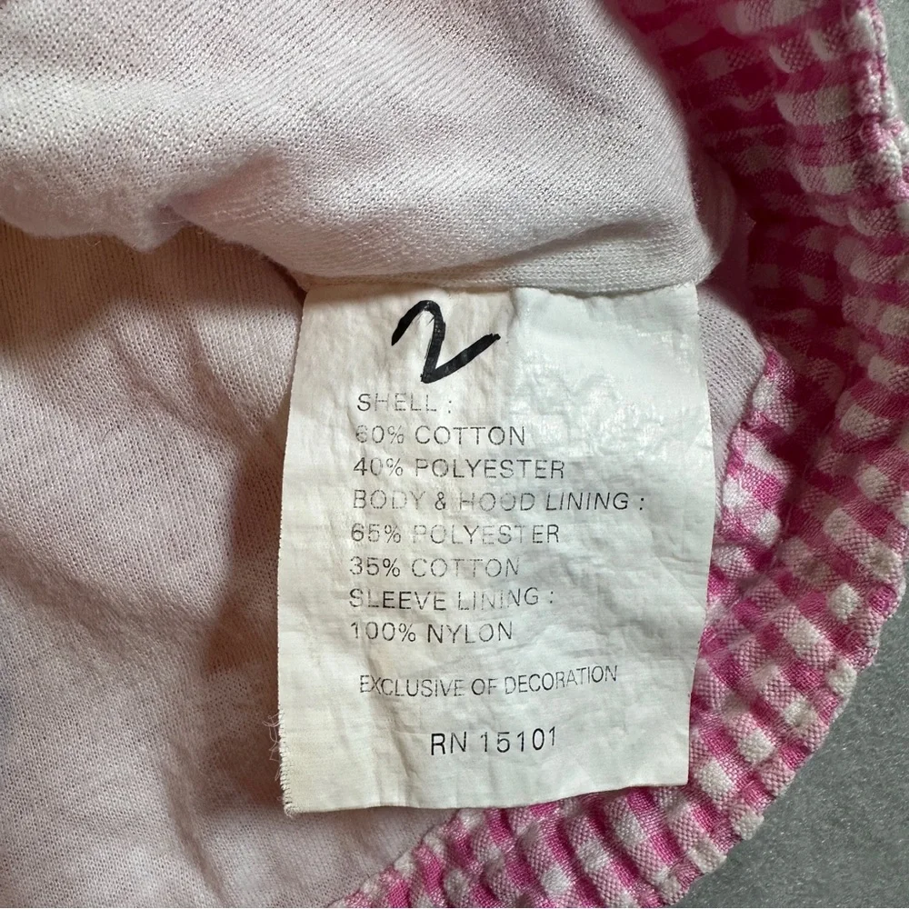 Vintage OshKosh Baby Girls Pink Check Butterfly Hooded Zip Jacket 3–6‎ Months